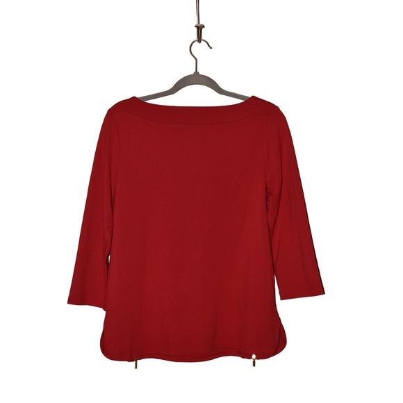 CHICO'S $78 Paige Ponte Knit Boatneck Top in Red Chico's 0 / US Small - Picture 2 of 4